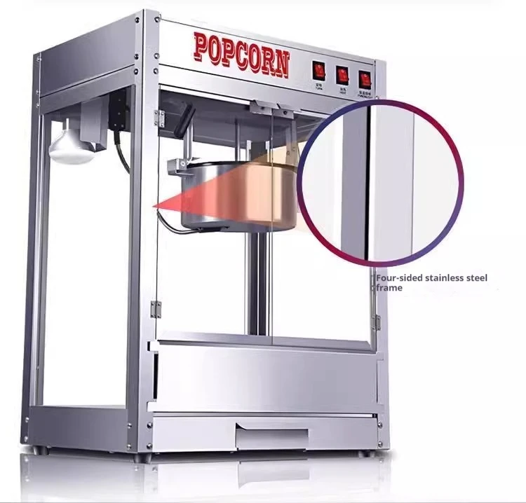 เครื่องทําป๊อปคอร์นอัตโนมัติเครื่องทําป๊อปคอร์นไฟฟ้าเชิงพาณิชย์เครื่องทําข้าวป่องไฟฟ้าเชิงพาณิชย์ Popper ข้าวโพดอัตโนมัติ