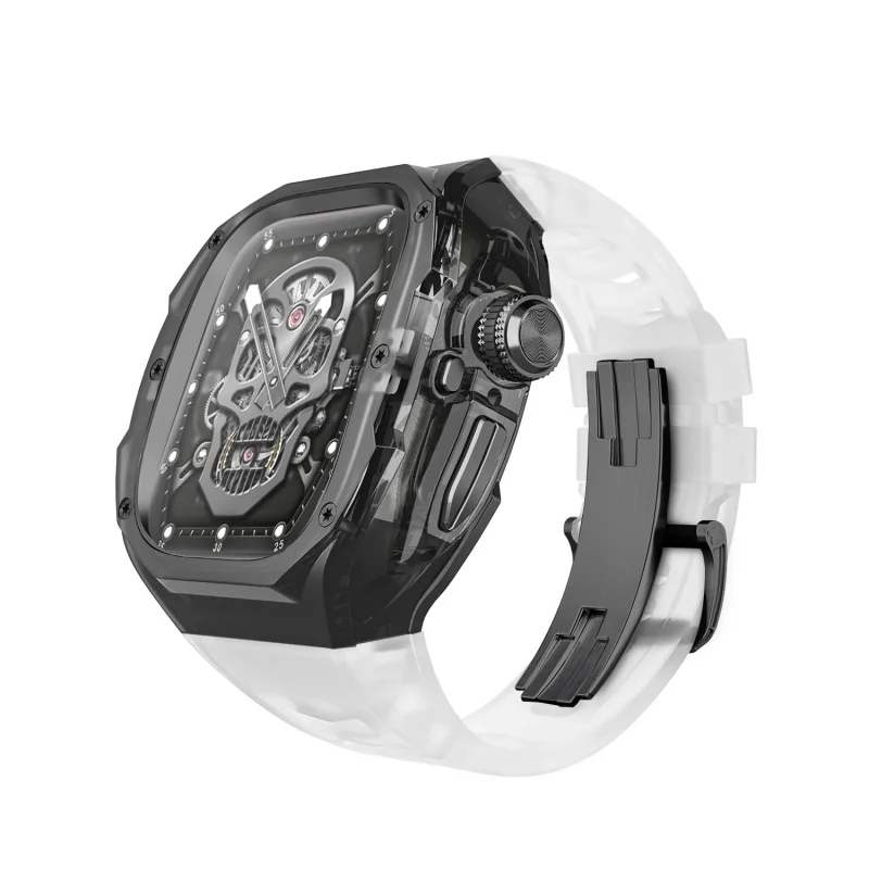 Correas de Lujo Estilo Glaciar para Apple Watch, Caja Transparente Ultra 3 2 1 49mm, Kit de Modificación de Correa de Reloj