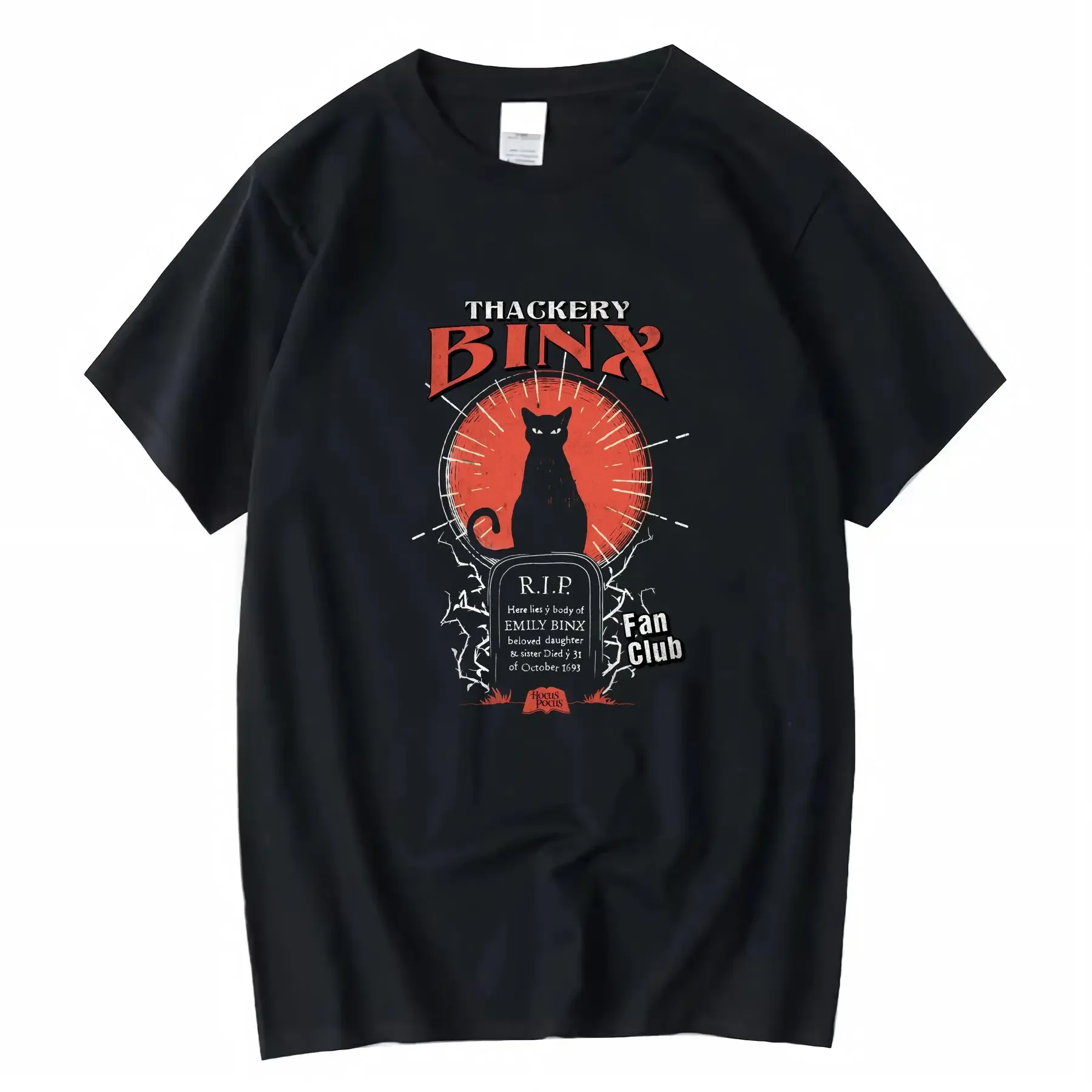 

Disney Thackery Binx Halloween Black Cat 100 Crew Neck T shirt for Spooky Season vintage Washed Stylish homme Slightly