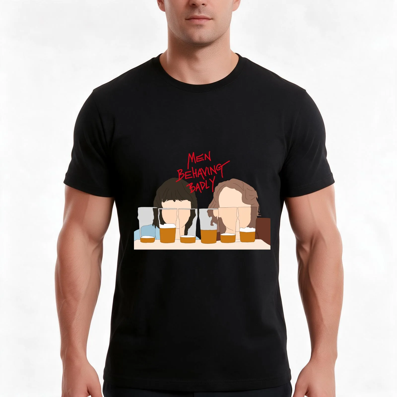 Men Behaving Badly - Tony & Gary T-Shirt, Summer Casual Cotton Tee, Oversized Streetwear Tops, Vintage Graphic Print