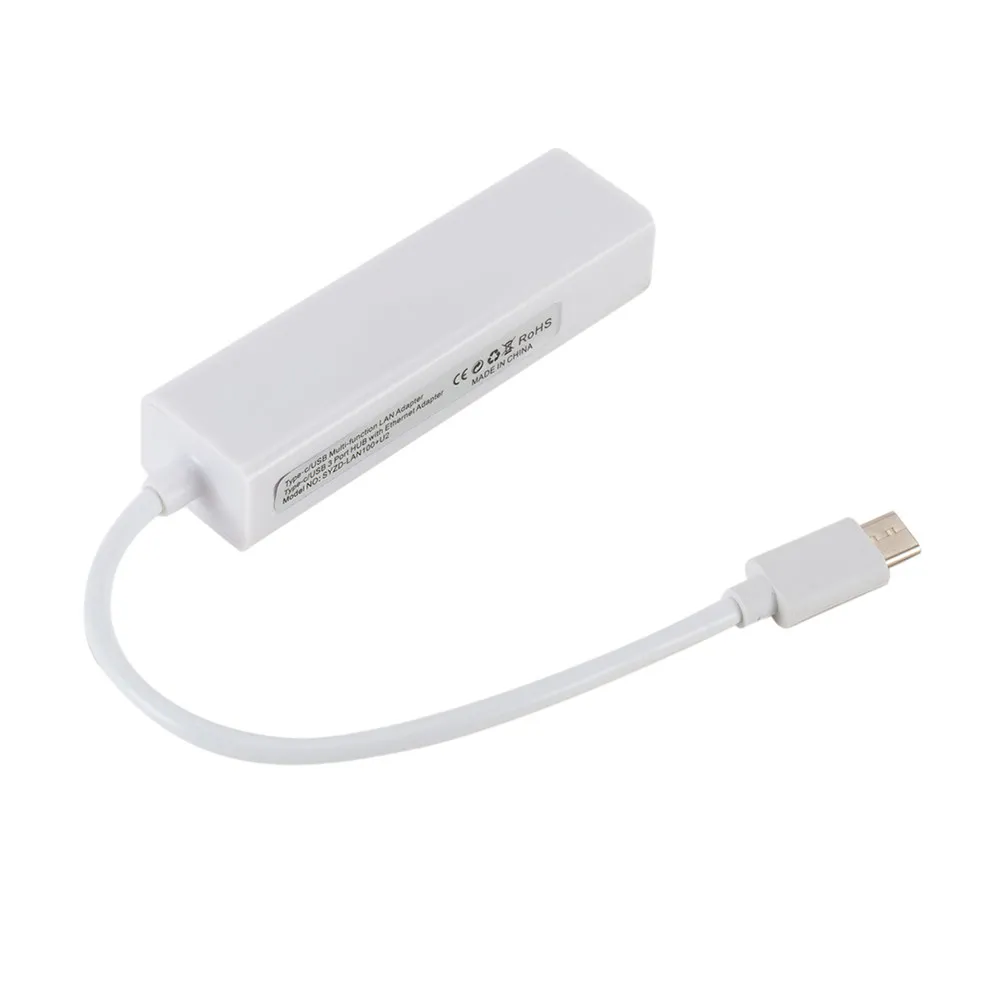 Type C to Rj45 Network Adapter Usb31 10Gbps 3 USB Ports Ethernet Adapter for Laptop Notebook Supports Pd 100W Reverse Plug