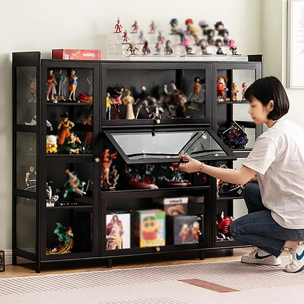 Floor Standing Clear Acrylic Door Curio Cabinet for Displaying Collectibles and Figurines