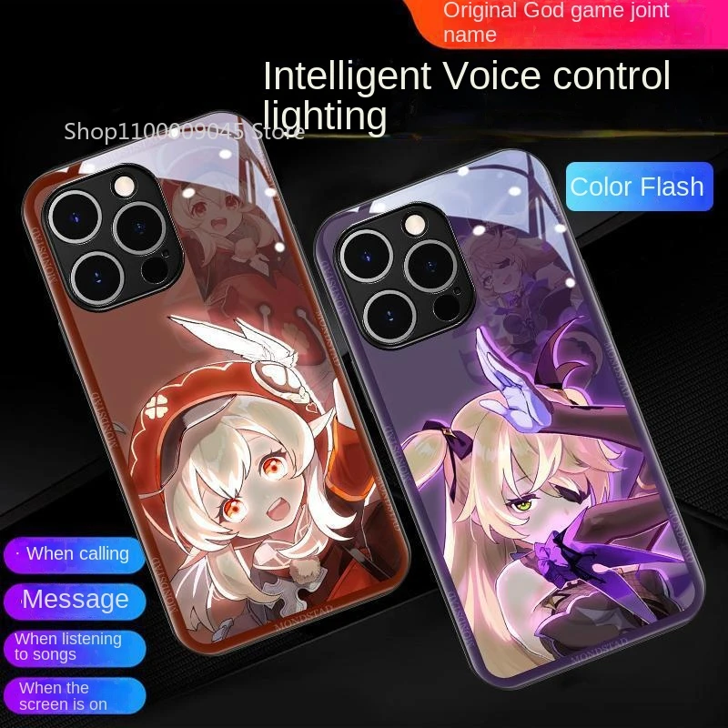 

Smart LED Luminous Tempered Glass Phone Case For Huawei Mate 60 50 E Pro Plus P40 Nova11 Honor 90 80 70 Glowing Cover Coque Capa