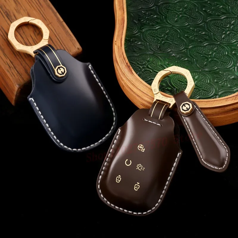 

High-End Personality Genuine Leather Key Case Cover Protective Shell Bag For Changan CS75 Plus UNI-T X7 CS35 Plus Car Accessory