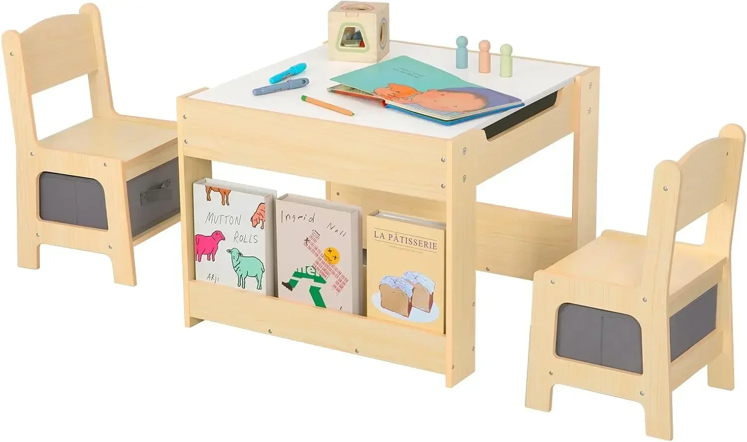 Toddler Activity Table And Chair Set Ages 37 Kids Desk Chairs With Whiteboard Blackboard Storage Drawer Book Rack For Kids Room