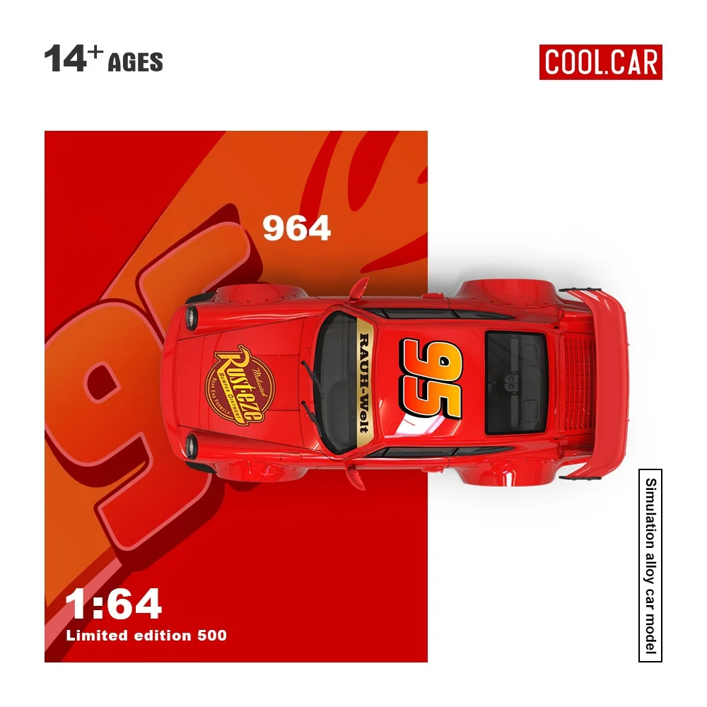 COOLCAR 1:64 RWB 964 نموذج سبيكة طلاء البرق الأحمر