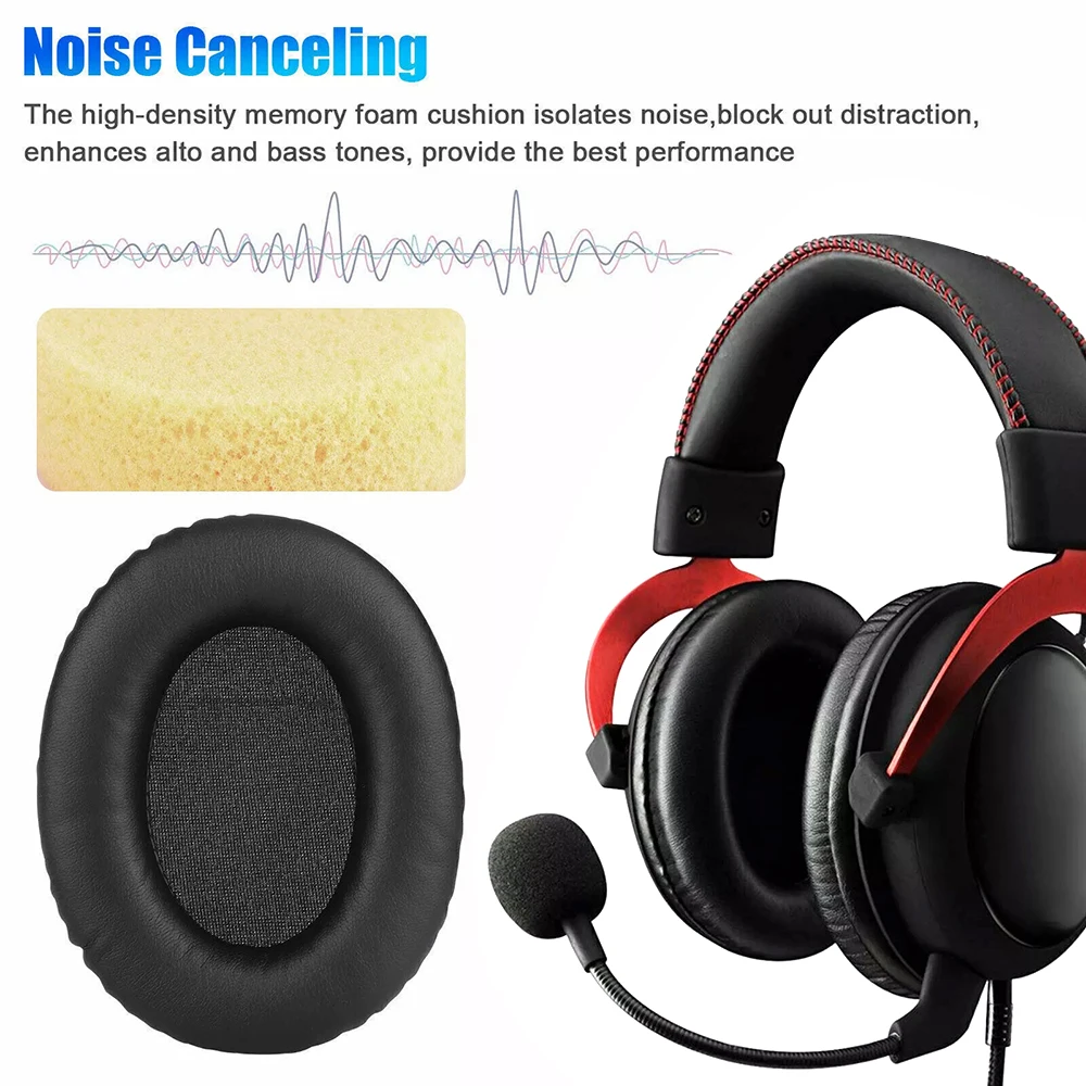 Ear Pads Headset Foam Cushion For HyperX Cloud II 2 Headset Gamer Headphones Leather Sleeve Headband Earmuff Cover