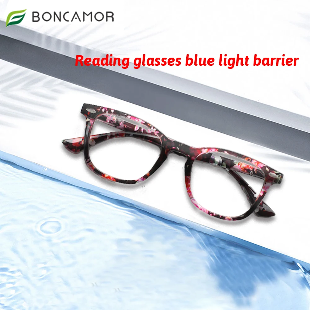 

Anti Blue Light Reading Glasses For Women Men Spring Hinge Computer Presbyopia Eyewear Female Print Flower Frame 0~+4.0