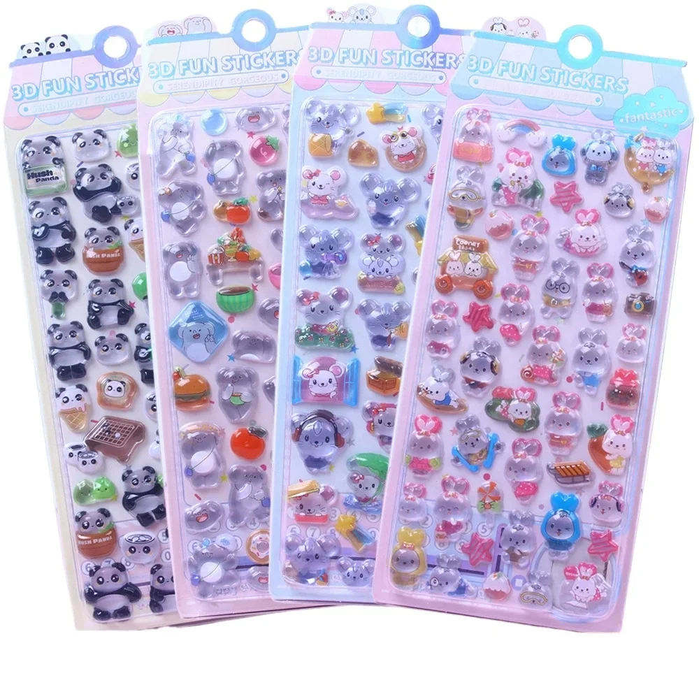 Cartoon 3D Relief Sticker Crystal Diamond Jelly Stickers Student DIY Handbook Scrapbook Stickers Phone Case Decoration