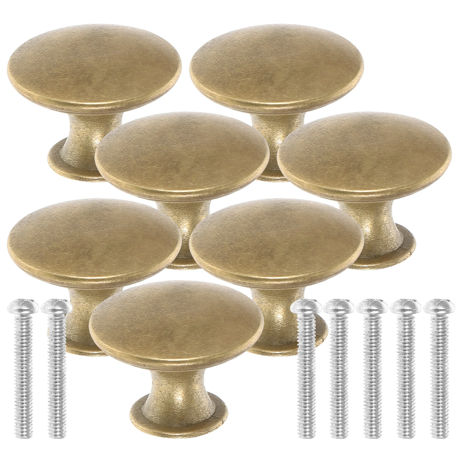 

7Pcs Round Brass and Iron Cabinet Knobs Durable Drawer Handles for Kitchen Wardrobe Cupboard Furniture Decoration
