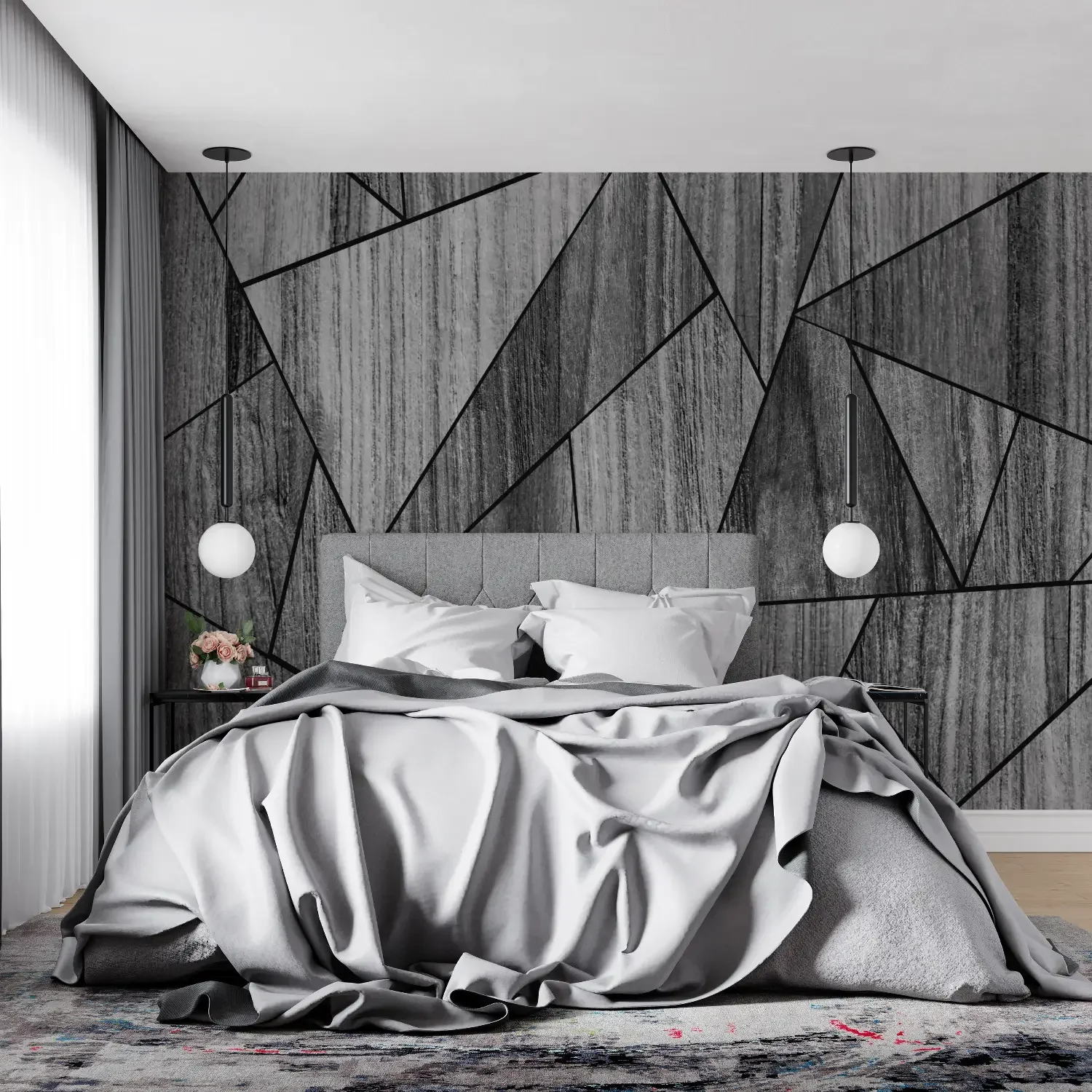 Custom Mural Wallpaper Nordic Hand Painted Geometric triangle Living room bedroom Indoor Background decoration Wall Paper 3D