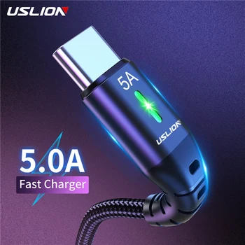 USLION 샤오미 mi 12 프로용 USB C 타입 케이블, 5A, 고속 충전, 3.0 타입 C 케이블, 휴대폰 와이어 데이터 코드, 삼성 S21 용 