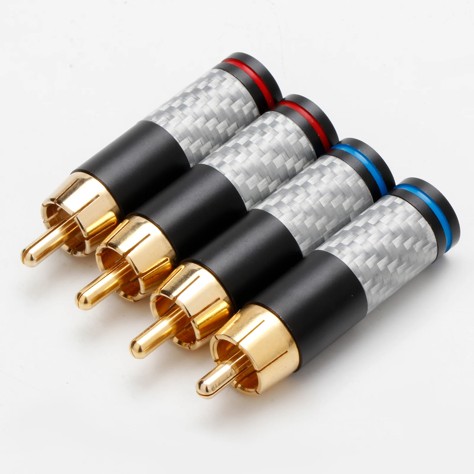 

4PCS Preffair HiFi Carbon Fiber Gold Plated RCA Connectors Plug RCA Plug Connector Audio Connector Power Speaker Plugs Connector