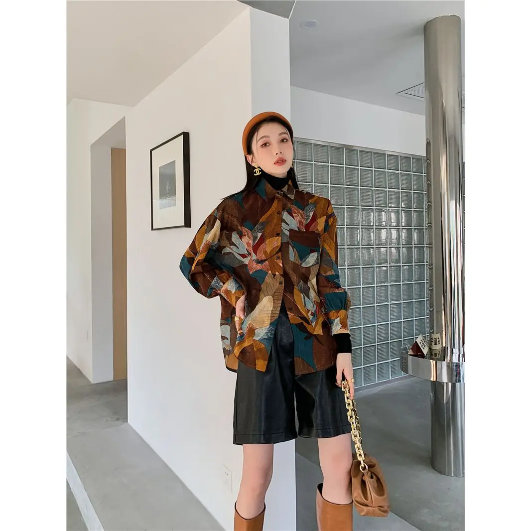 Stacking 90S Vintage Casual Contrasting Colors All-match Loose Long Sleeved Women Hong Kong Flavor New Spring Streetwear Tops