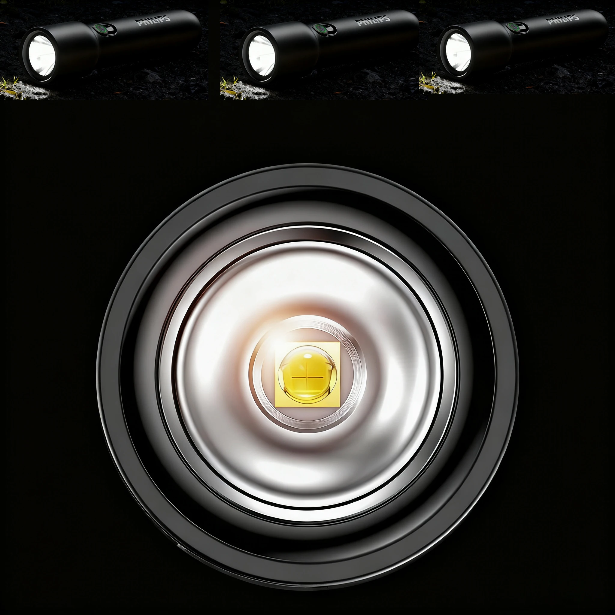 필립스 2024 신형 EDC 휴대용 손전등 충전식 LED 손전등 개인 방어 캠핑 하이킹용