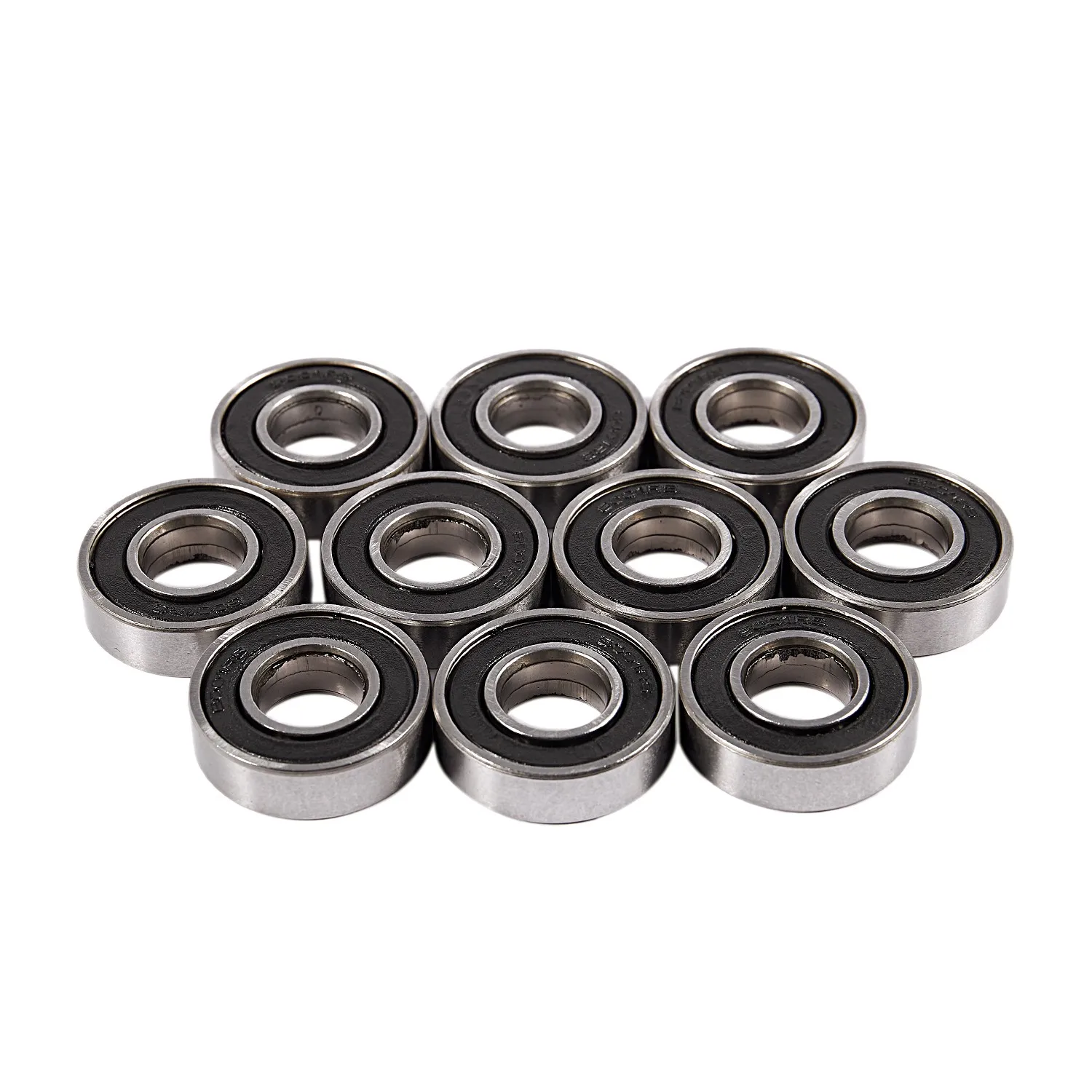 6001RS Deep Groove Ball Bearing 28 x 12 x 8 mm 10 Pieces, Silver & Black