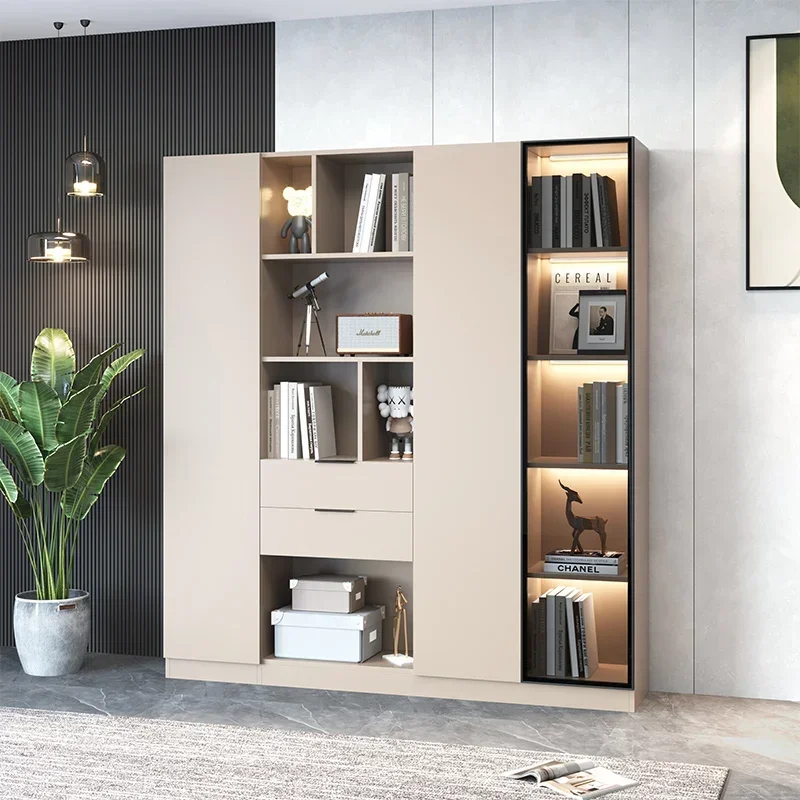 

Modern Minimalist Dust Belt Door Light Luxury Glass Door Combined Bookcase Display Cabinet Home Living Room