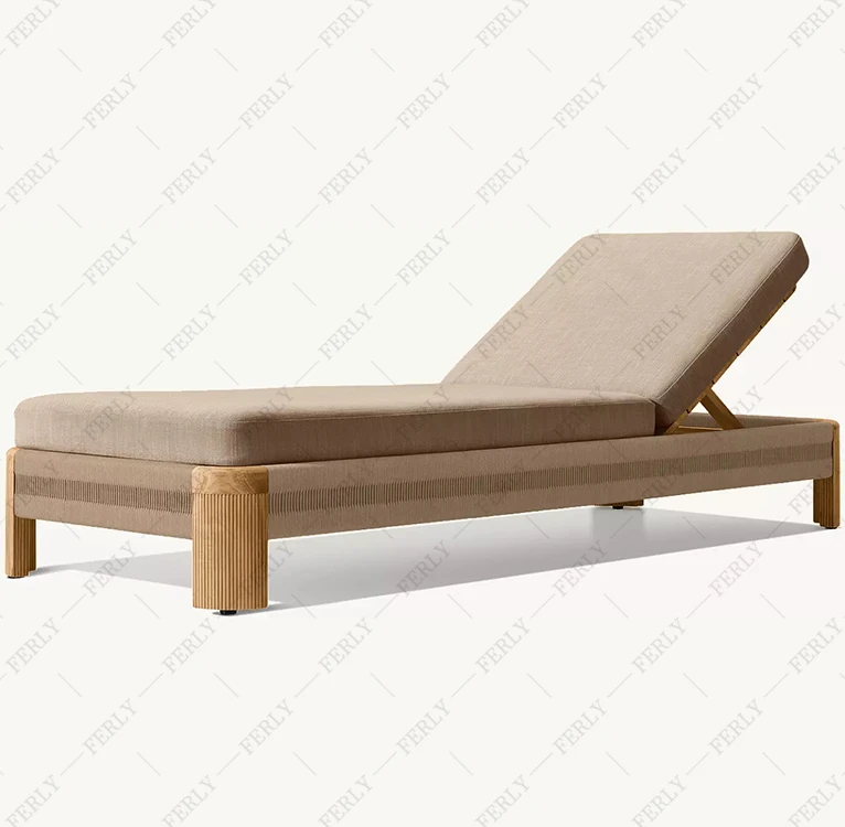Modern Hotel Outdoor Luxurious Solid Teak Furniture Garden Recliner Pool Lounge Outdoor Chaise