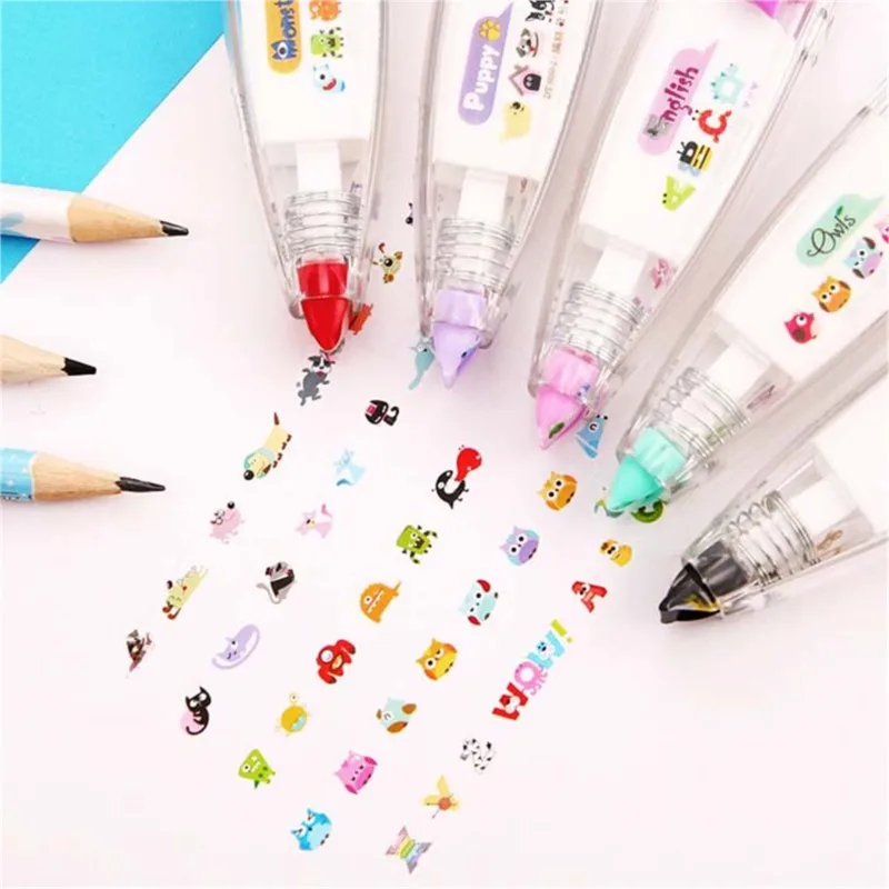New  Kawaii Animals Carton Press Type Decorative Correction Tape Diary Stationery School Supply