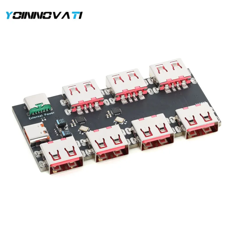 YT XL334P7 USB-C Hub, 7-Port USB 2.0 Splitter High-Capacity Multi-Port Expansion Module Plug-and-Play Data Transfer Adapter