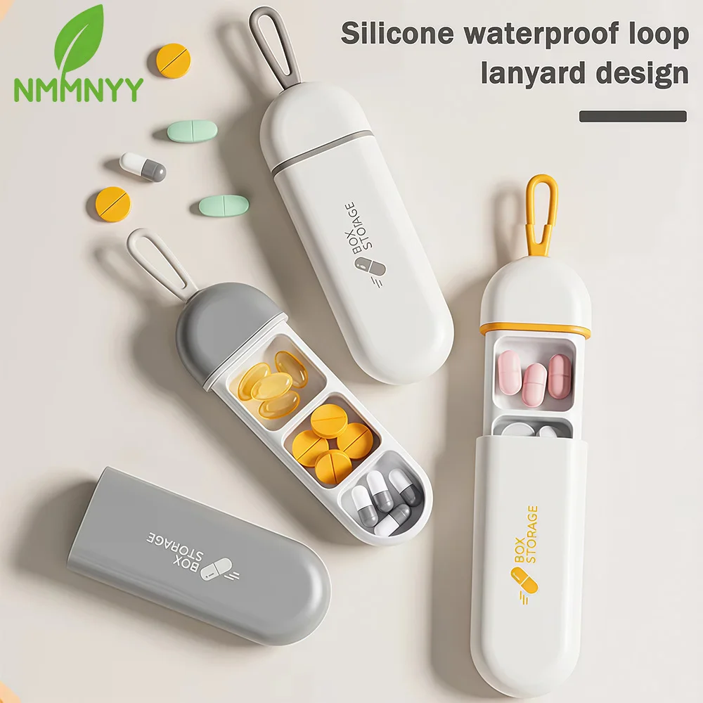 1/2PCS Portable Pill Organizer, Mini Pill Box, Small Pill Case Travel Medicine Organizer Pocket Vitamin Supplement Fish Oil Box