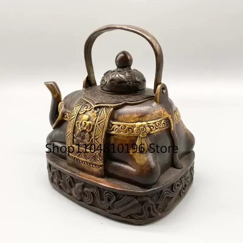 Antique Collection Chinese Old Bronze Handmade Elephant Pot Decorative Teapot