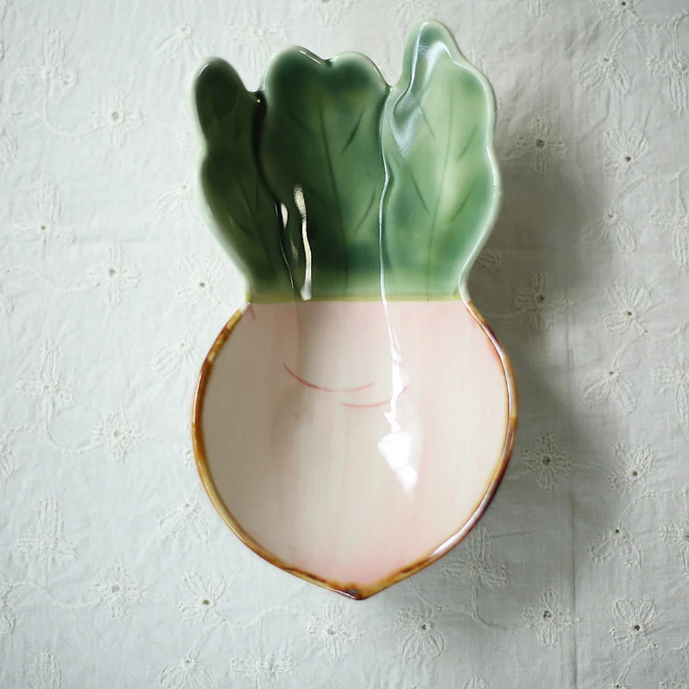 

Ceramic Snack Platter Japanese Style White Radish Shape Dessert Bowl Multi-Purpose Dish for Fruits Salad Appetizers Party