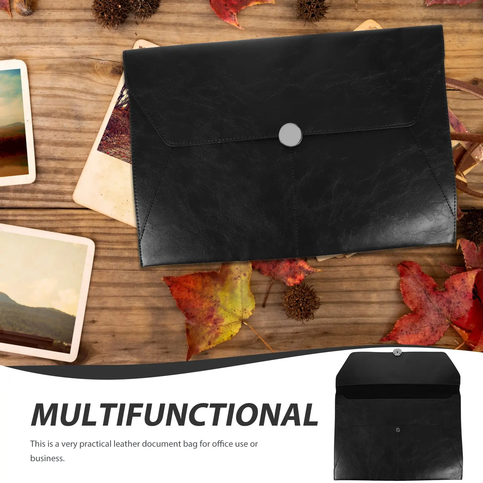 Large Capacity Document Folder Brown Portable File Document File Folder Bag Office Supplies Storage Organizer