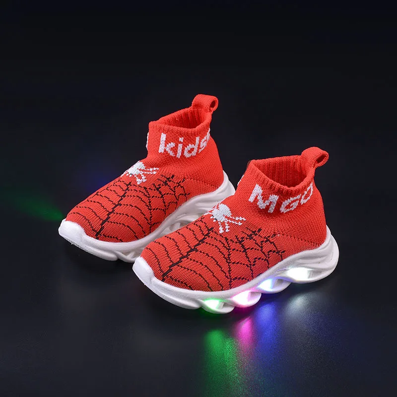 Children\'s Sneakers Lightweight Children Boys Led Lighted Shoes Soft Bottom Breathable Kids Luminous Shoes Glowing Sneakers