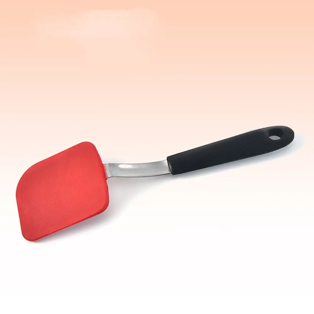 Non-Stick Silicone Frying Spatula Heat-resistant Long Handle Kitchen Turner Nonslip Grips Soft Head Flexible Flipper Shovel