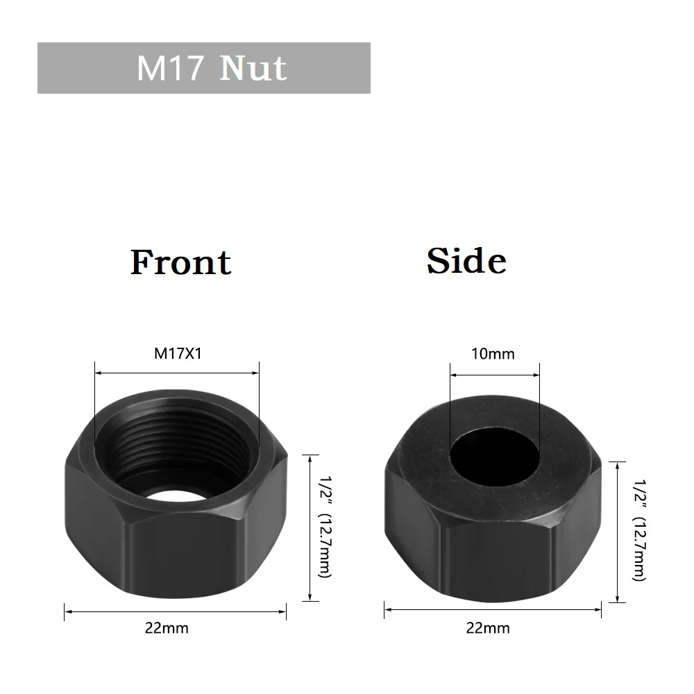 M17 6/6.35/8mm Collet Chuck Adapters With Nut Engraving Trimming Machine Router Home Wood Work Power Tool Replace Accessories