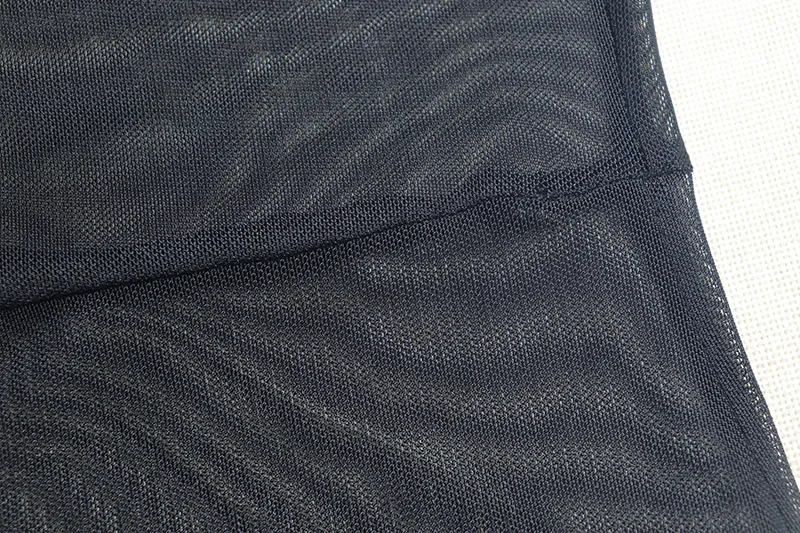 Mini abito da torta solido con volant a cascata patchwork in rete trasparente Moda donna Sexy O-collo senza maniche aderente Festa di compleanno Clubwear