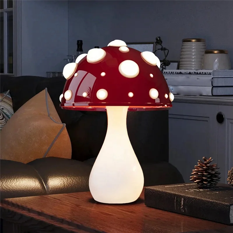 ABBN-Toadstool Lamp, Bionic Mushroom Table Lamp, Hotel Living Room Home Atmosphere Light With Led Three-Color Bulb