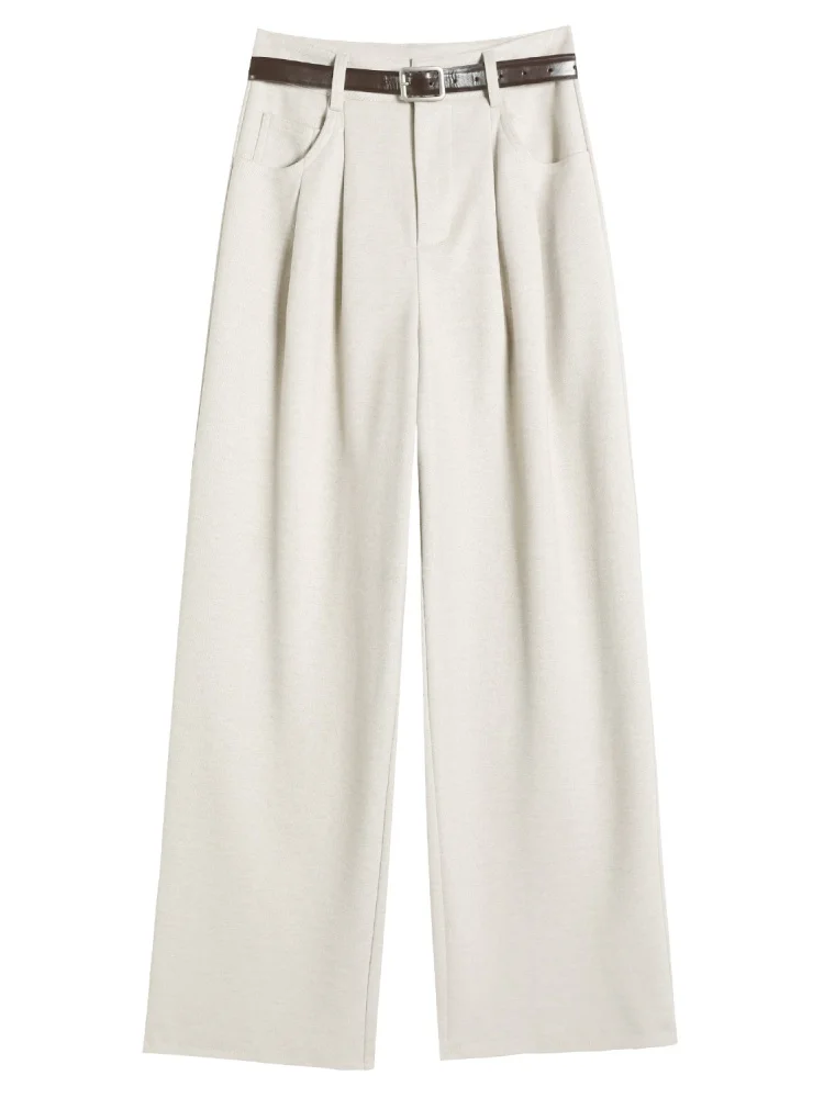 Coffe Brown High-End Woolen Suit Pants Women's Autumn Winter New Narrow Straight Wide Leg Pants Drapey Commute Sle High Wai...