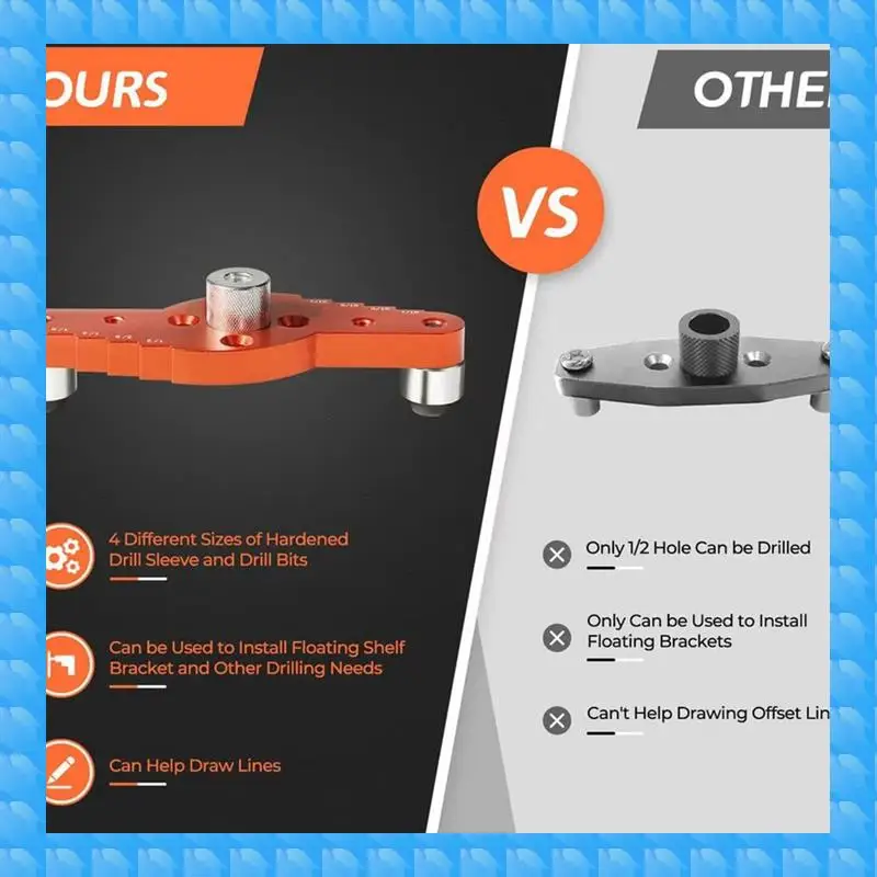 

Комплект дюбелей ETRT для плавающего кронштейна полки (1/2 x 11,8 дюйма, сверло) Направляющая для сверла для полки, сверло для центрирующих отверстий