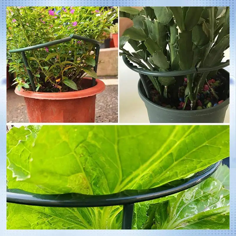 AD-10 Pack Plant Support Plant Stakes, Plastic Half Round Plant Support Ring Plastic Plant Cage Holder Flower Pot Climbing Durab