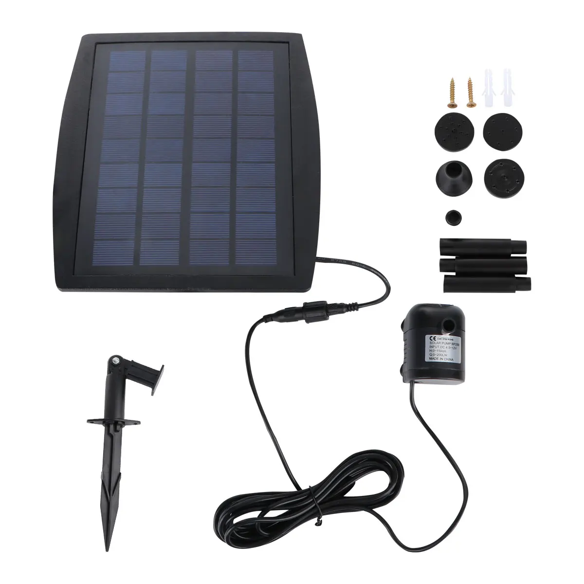 

2.5 Solar Water Pump 200L/H 150cm Solar Fountain Pump for Garden Pond Bird Bath Fish Tank Waterfall Hydroponic System Outdoor