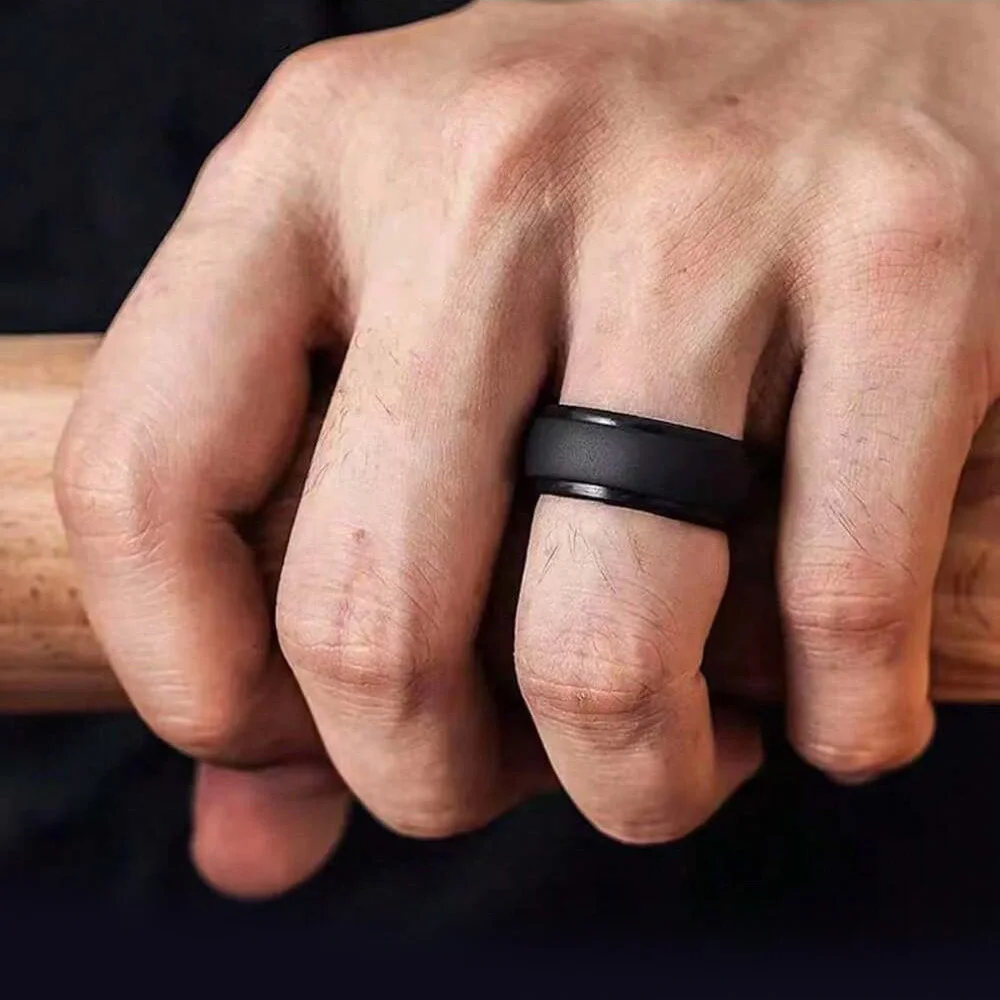 3Pcs Silicone Wedding Bands for Men, Adjustable