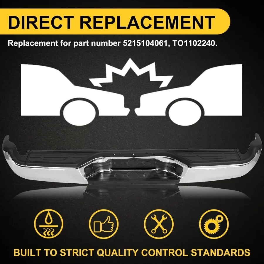 Rear Bumper Compatible With 20052015 Toyota Tacoma TO1103113 Bumper Assembly With Pads Brackets and License Plate Lights Steel