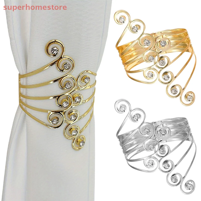 2pcs Curtain Tie Backs, Sparkling Rhinestone Curtain Holdbacks, Curtain Holder Buckle, Modern Design Curtain Drapes Clips