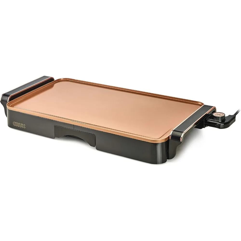 Electric Griddle with Nonstick Ceramic Coating, Cool-Touch Handles, and Slide-Out Drip Tray