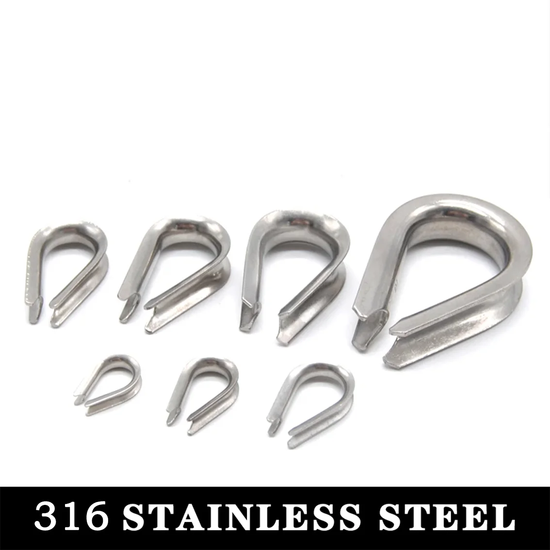 1-10Pcs M2 M3 M4-M28 316 Stainless Steel Cable Wire Rope Protective Sleeve Thimbles Riggingn Chicken Heart Ring Fixing Workpiece