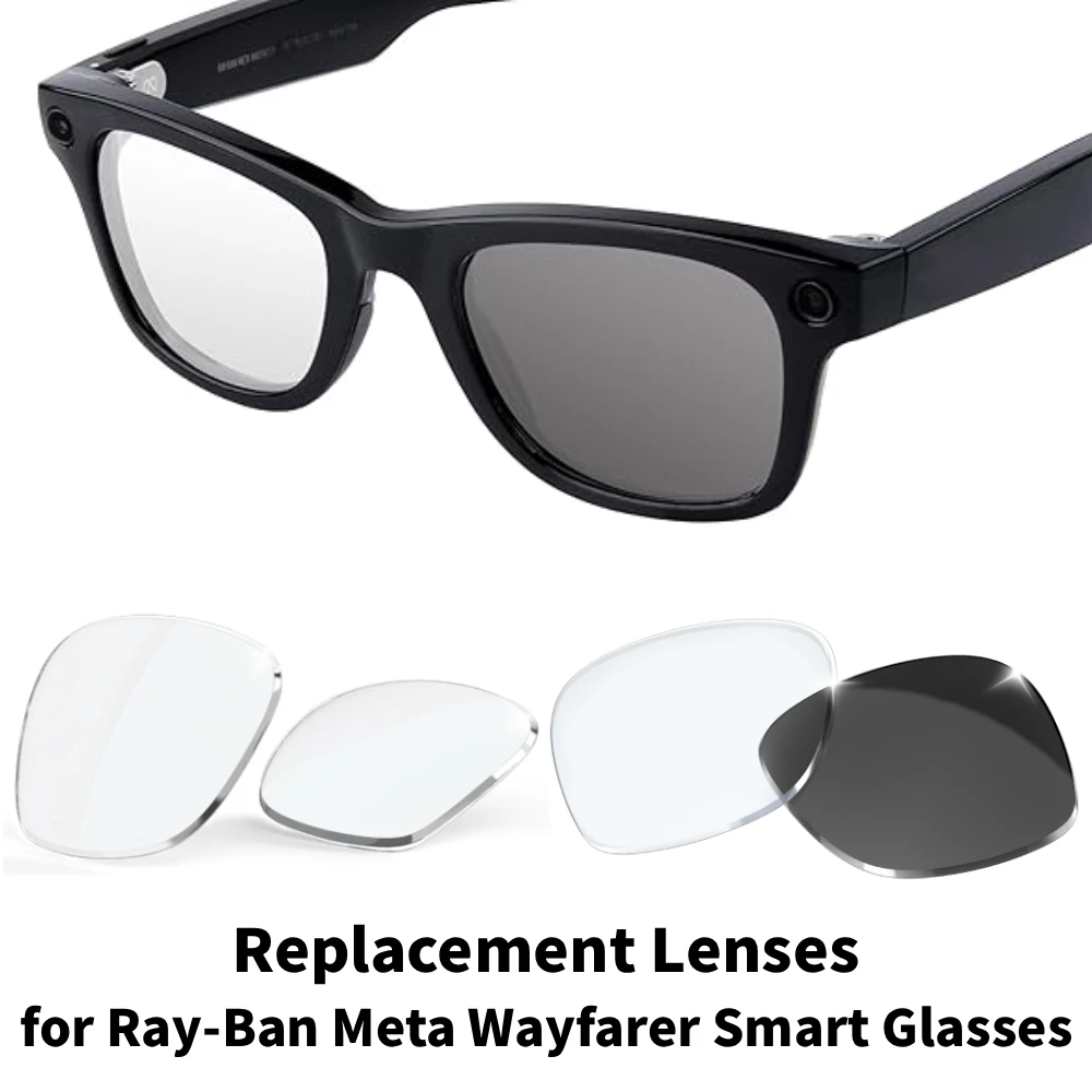 AMVR Replacement Lenses for Ray-Ban Meta Wayfarer Smart Glasses RW4006 RW4008 & RW4012 Gen1/2 UV Protection Photochromic Lens