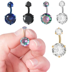  1PC 316L Surgical Steel 14G Belly Button Rings Zirconia Navel Barbell Stud Body Piercing Belly Rings Navel Piercing Jewelry