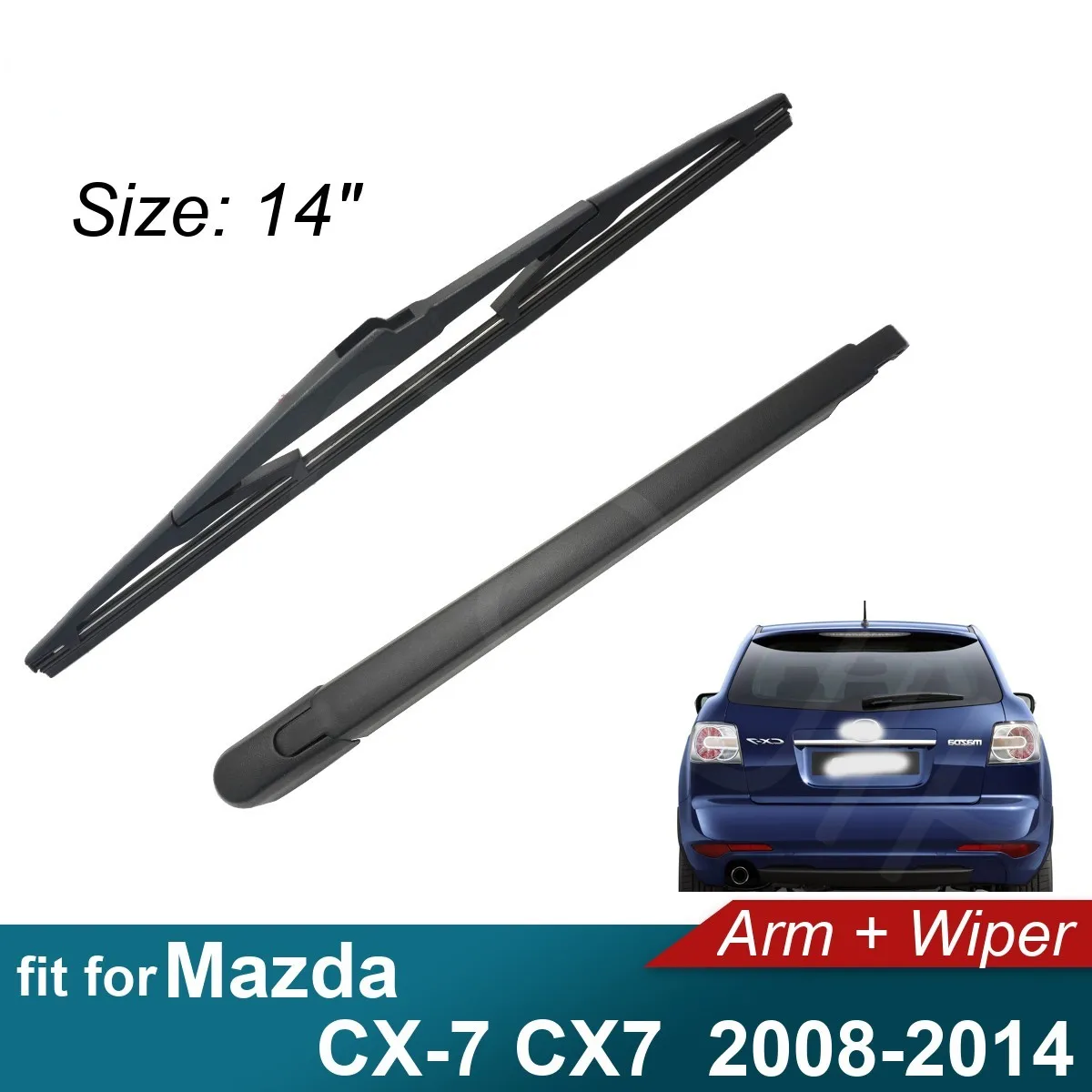 

Car Rear Arm Wiper for Mazda CX-7 CX7 2008-2014 Fit Tailgate Window Rain Brush Windshield Windscreen 2010 2011 2012 2013 2014
