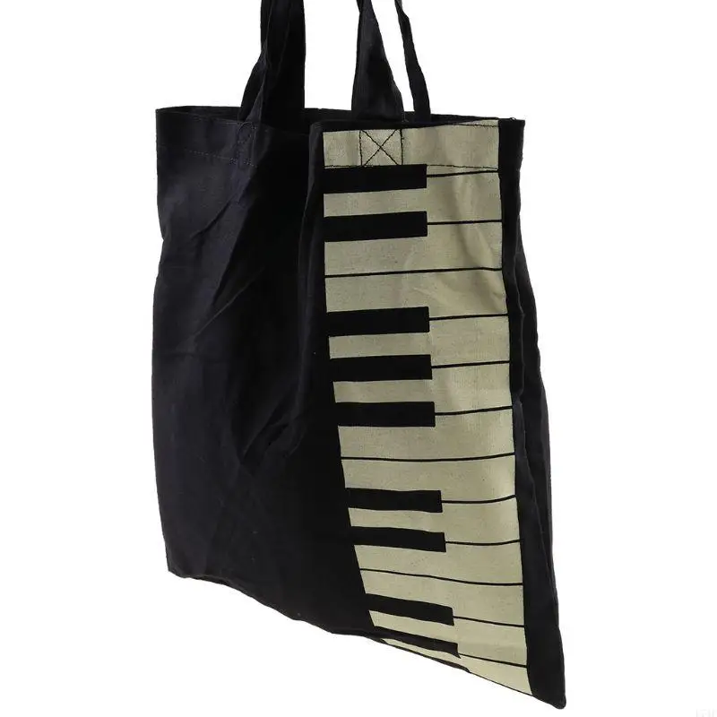 L74F Hot Fashion Black Piano Keys Music Handbag Tote Bag Shopping Bag Handbag