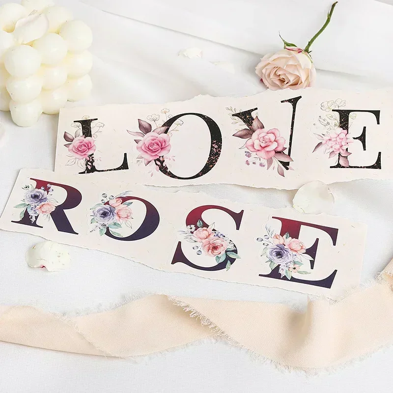 Letter Bouquet Series DIY Journal Stickers Decorative Letter Decoration Supplies 26Pcs Random Style Stickers