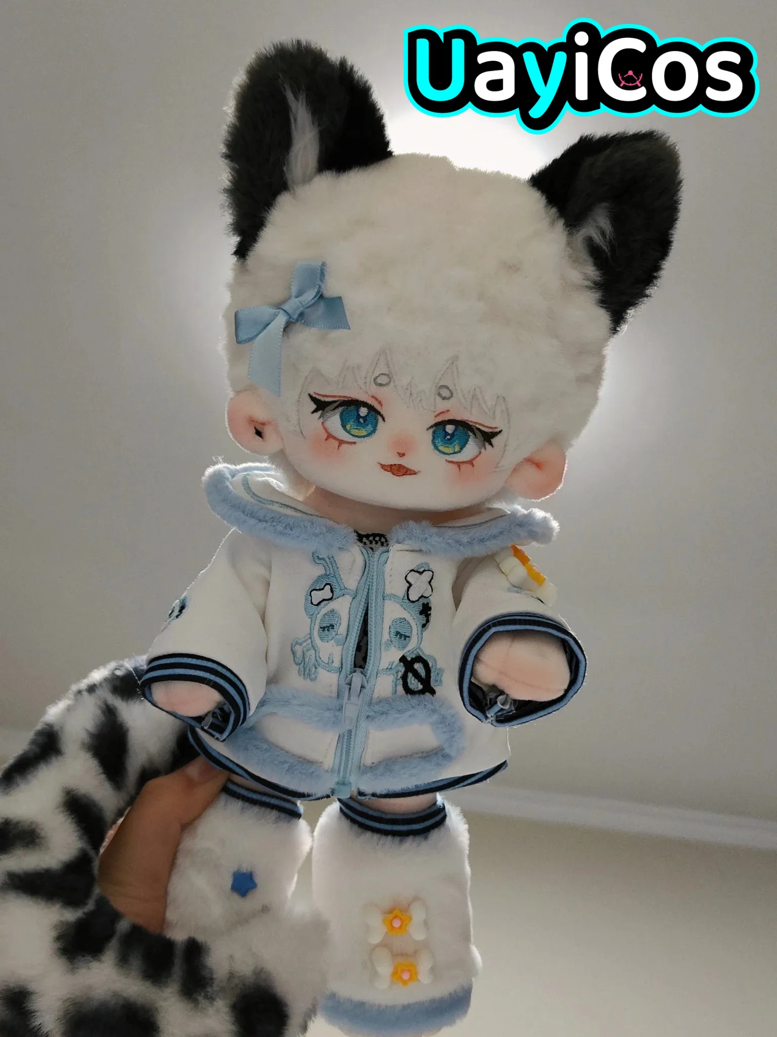 White Leopard Print Elf Tail Monster Stuffed 30cm Cute Plushie Cotton Plush Doll Body Anime Figure Toy For Kids Gifts Cosplay