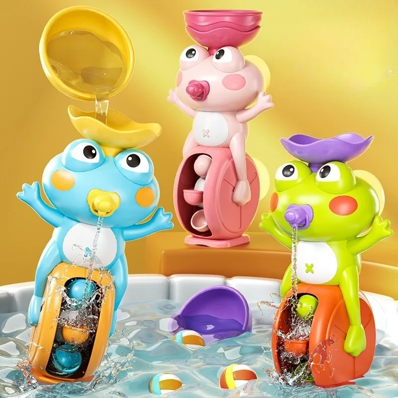 New Gift Spinner with Suction Cup Bathroom Frog/ Bird Waterwheel Bath Toy for Children Kid Water Play Game in Toy
