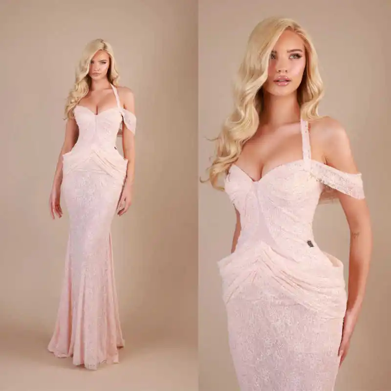 Customized Luxury Mermaid Wedding Dresses For Girls Lace Off Shoulder Applique Open Back Sleeveless Party Gowns Vestido Marrie